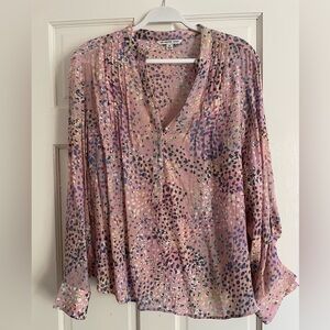 Zac & Rachel Pink Multi Dressy Longsleeve Blouse 2X